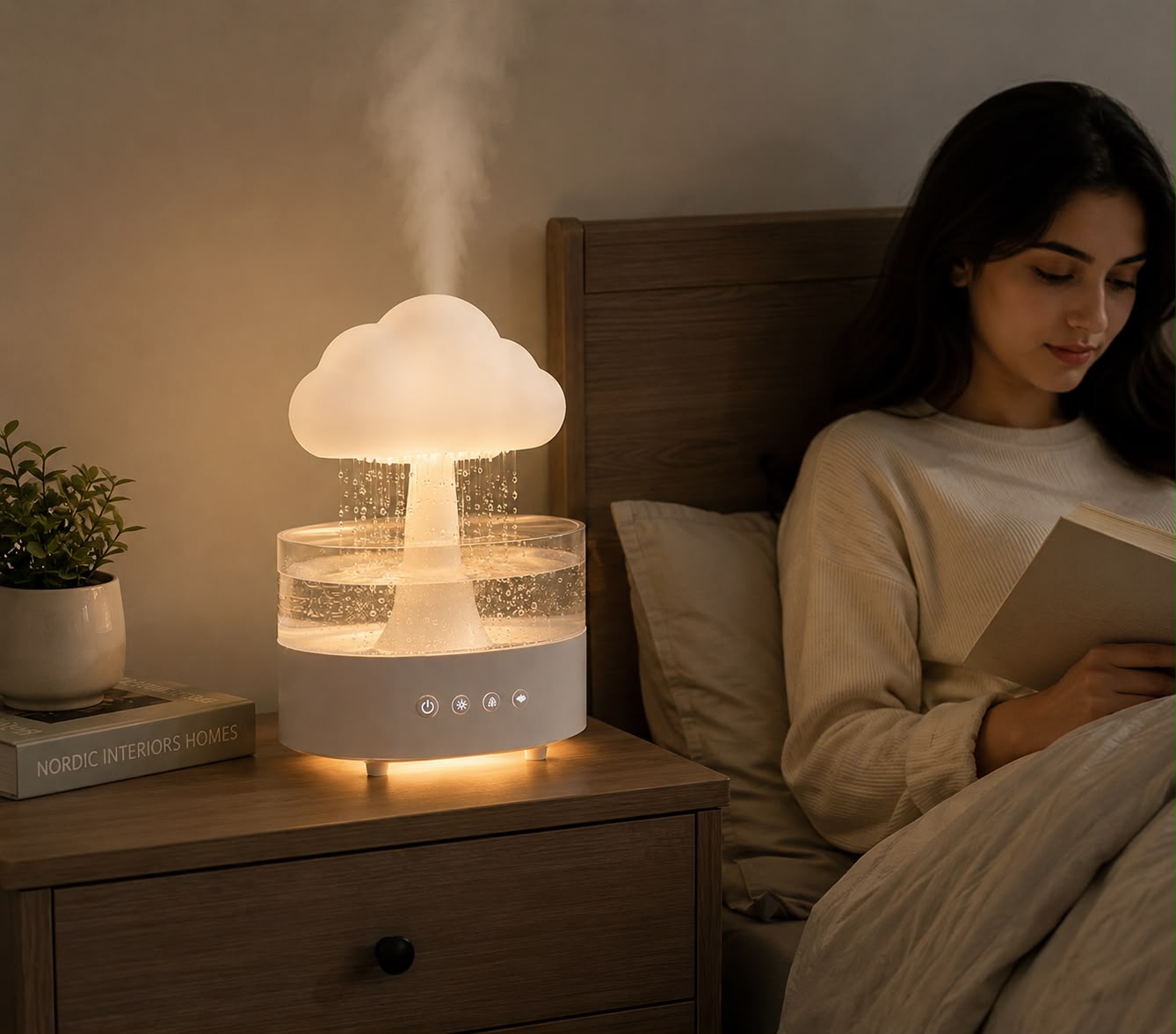 Cloud Rain Humidifier &amp; Essential Oil Diffuser with 7-Color LED Night Light