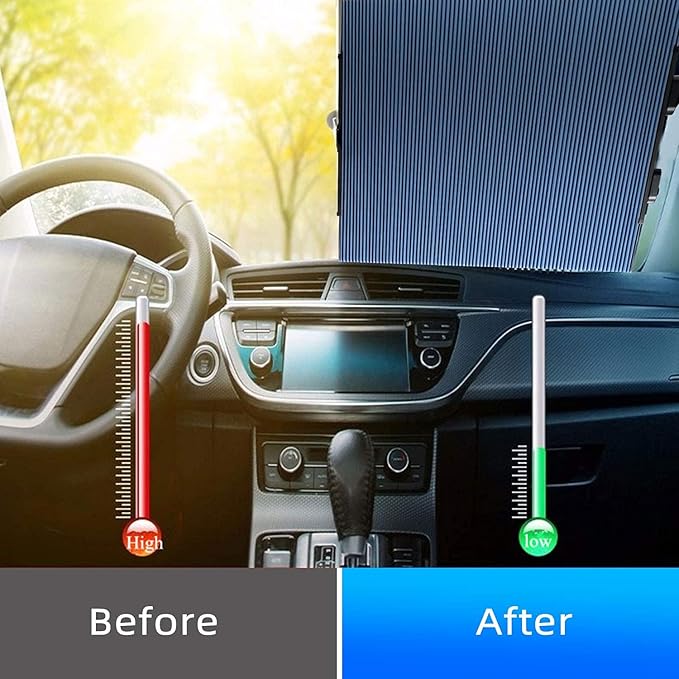 Retractable Car Windshield Sun Shade – UV &amp; Heat Protection